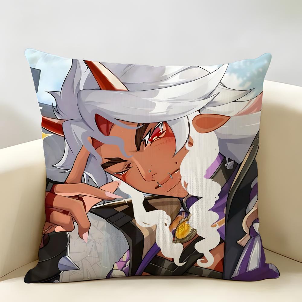 Arataki Itto Genshin Impact Cushion Cover Natural Linen Organic Fabric DoubleSided Printing Room Sofa Decor Pillow Case
