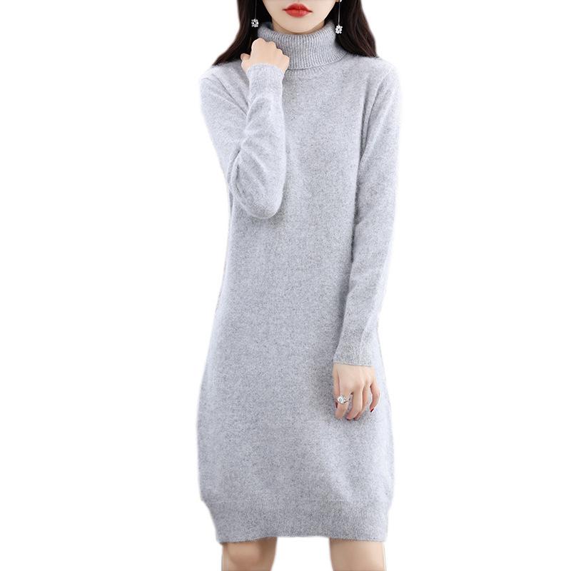 Women's Mink Velvet High Neck Knit Dress