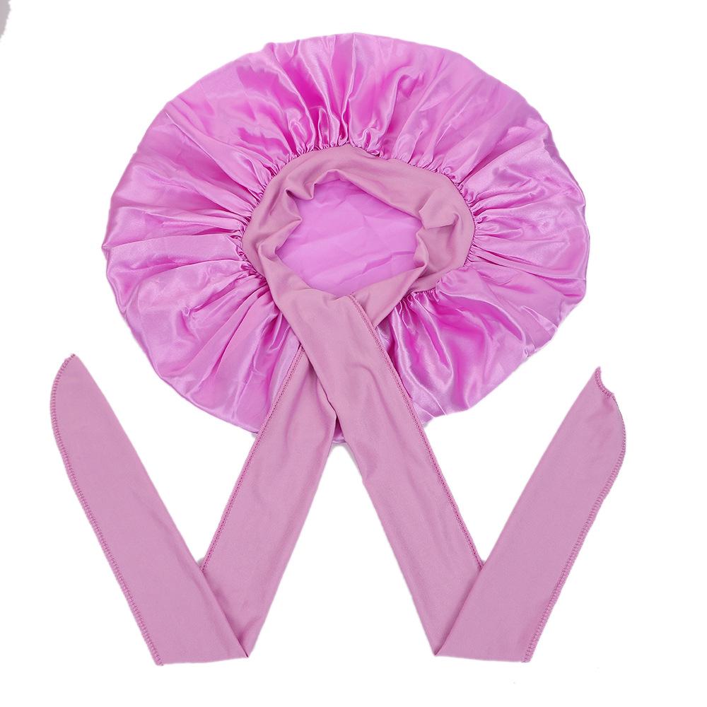 Women's Satin Sleep Cap with Elastic Ribbon - Large Hair Protection Cap for Home Use