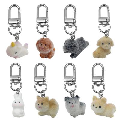 Flocked Resin Animal Keychain - Puppy, Bichon, Collie, Teddy, Unicorn Bag Pendant