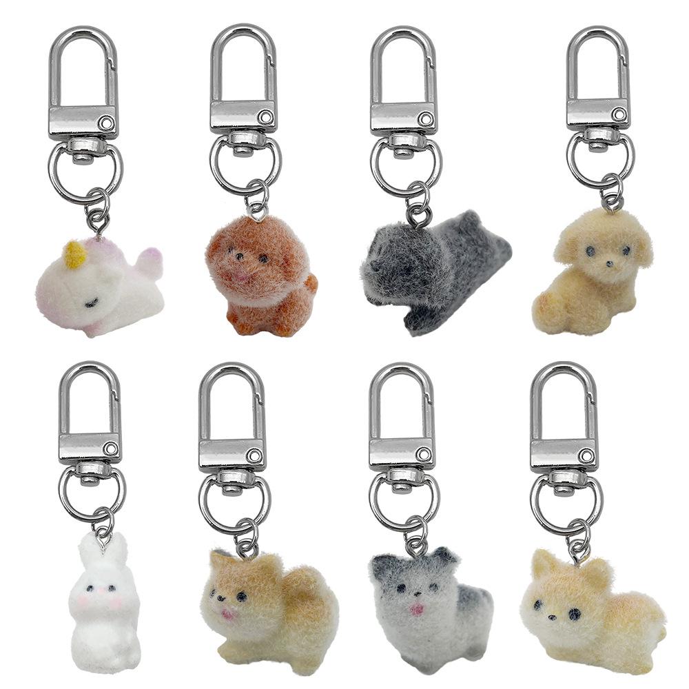 Resin Cartoon Animal Keychain: Puppy, Bichon, Border Collie, Teddy, Rabbit