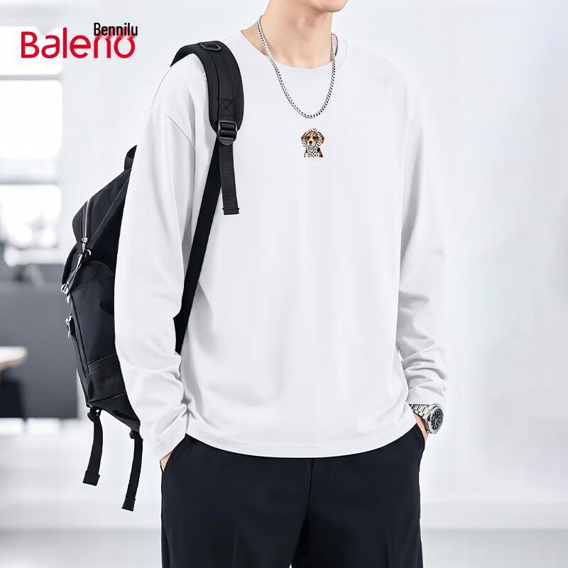 Baleno Men's Long-Sleeve Pure Cotton Casual Crewneck T-Shirt