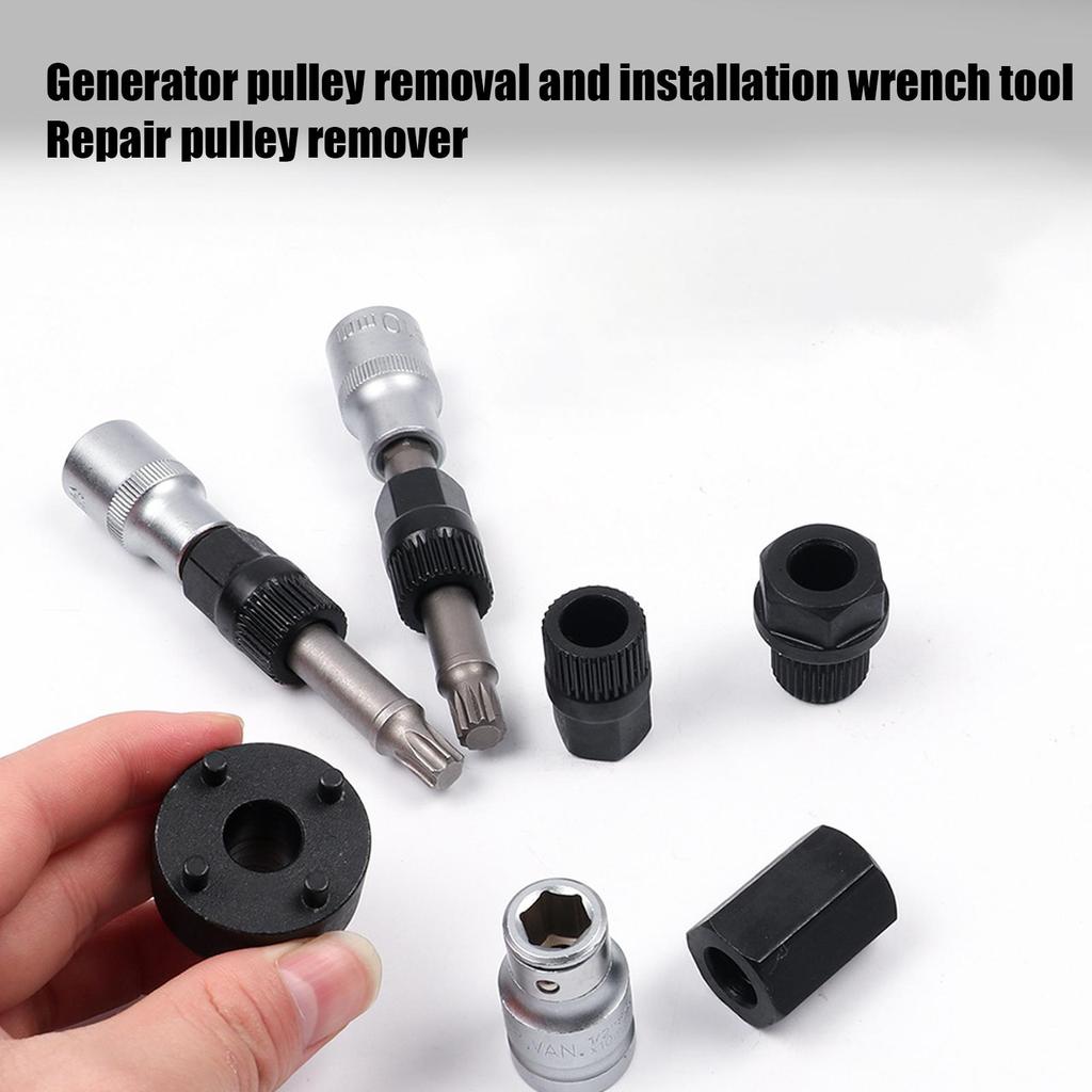 Manual Alternator Pulley Tool, Non-Slip Removal Wrench Puller for Vehicle Truck Garage Workshop Maintenance Engine Bay Repair