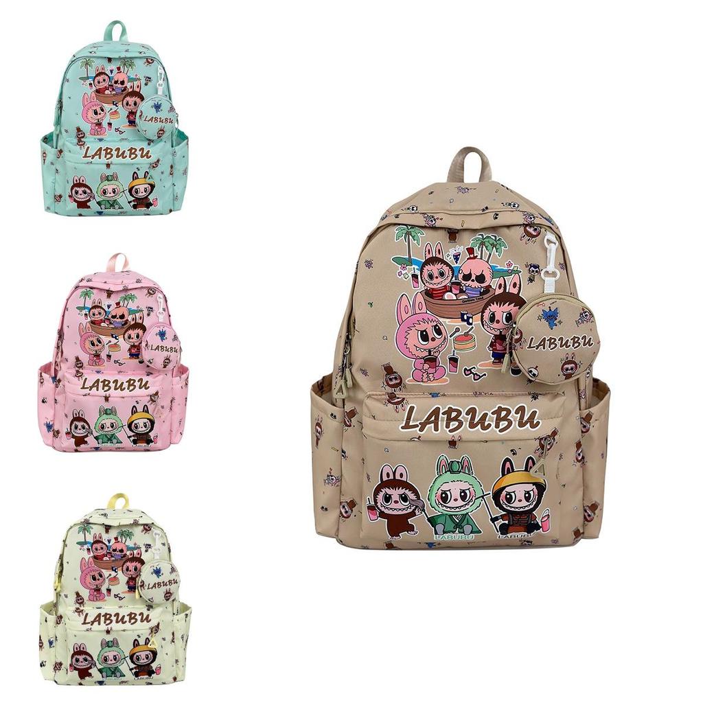 Labubu Pattern Print Student Backpack With Large Capacity And Air Cushion Straps For School Use