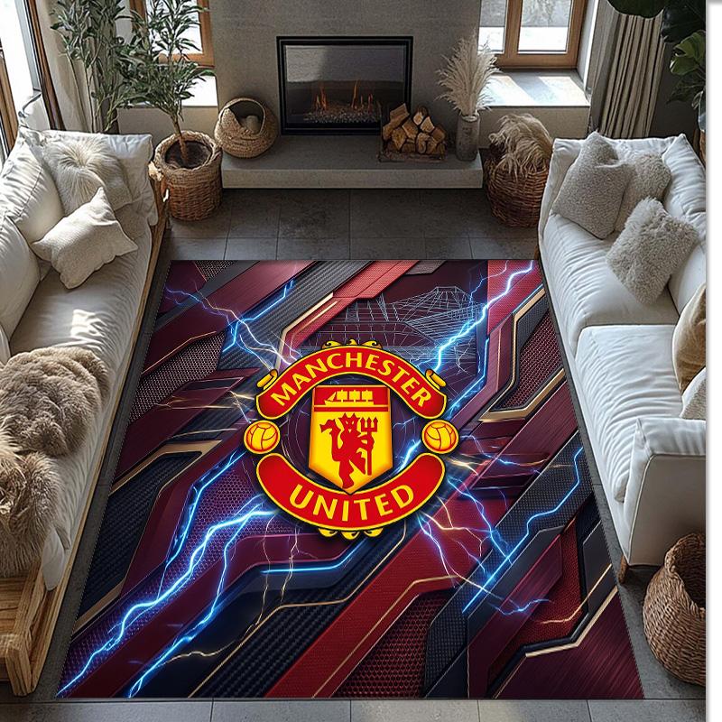 Manchester United Geprint Flanellen Vloerkleed Niet-Glijdend Zacht Polyester Vloerkleed Binnen Decoratie Mat voor Slaapkamer Woonkamer Bank