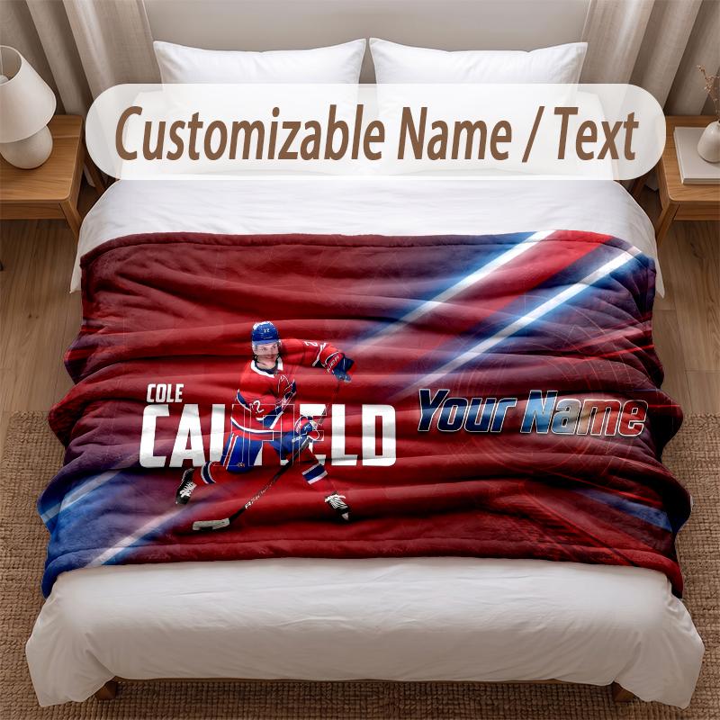 Montreal Canadiens Printed Flannel Blanket Custom Name Text Soft Warm Throw For Bedroom Holiday Gift