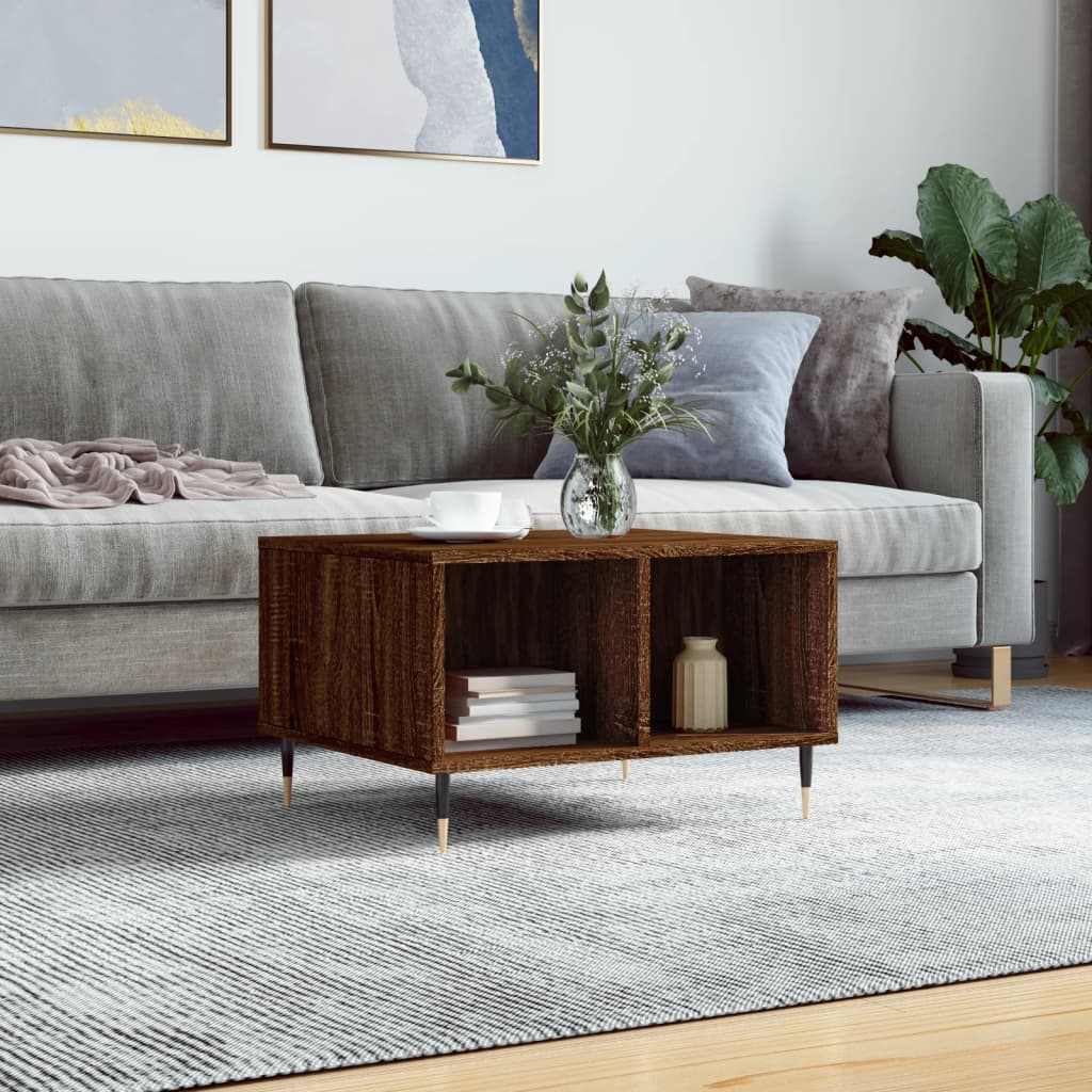 Coffee Table Brown Oak Look 60 X 50 X 36.5 Cm Engineered Wood