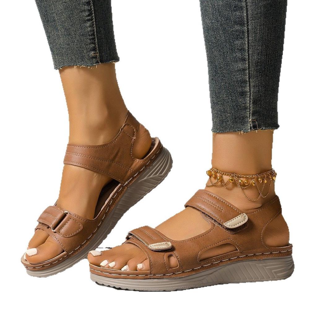 New Summer Women's Shoes Large Size Platform Casual Sandals with Velcro Sandals Women's Shoes