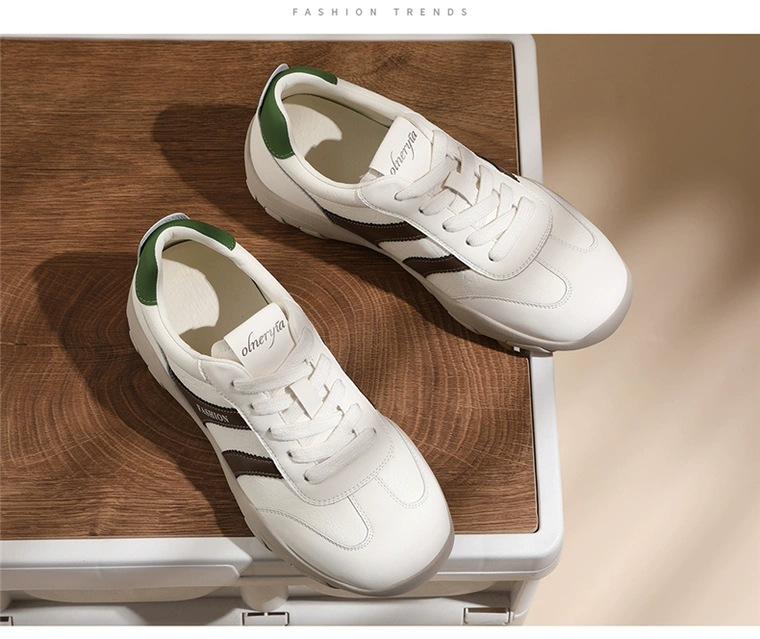 

2025 autumn new lightweight soft-soled sports casual shoes running shoes leather thick-soled white shoes outdoor walking shoes 40 слюда