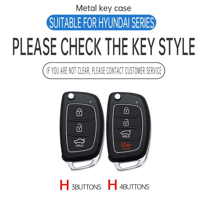 Zinc Alloy Leather Car Folding Key Cover Case Holder Keychain for Hyundai Avante I10 I20 I30 HB20 IX25 IX35/45 TUCSON Accessorie