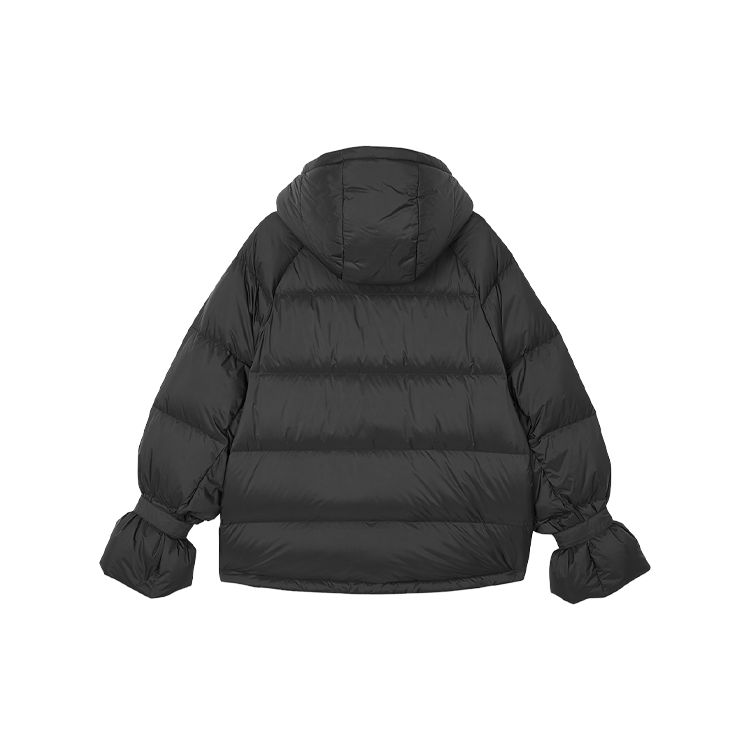 Skechers Windproof Solid Color Zipper Hooded Long Sleeve Down Jacket Women outerwear Carbon-Black L421W113-0018