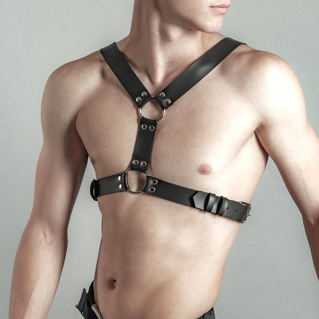 Männer Sexuelle Brust Leder Geschirr Gürtel Verstellbar Schwules Körper Bondage Geschirr Rave Schwule Kleidung für Erwachsene Sex Riemen