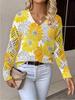 Neues bedrucktes V-Ausschnitt-Oberteil Damen beliebter Pullover Langarm Frühling und Herbst Pullover