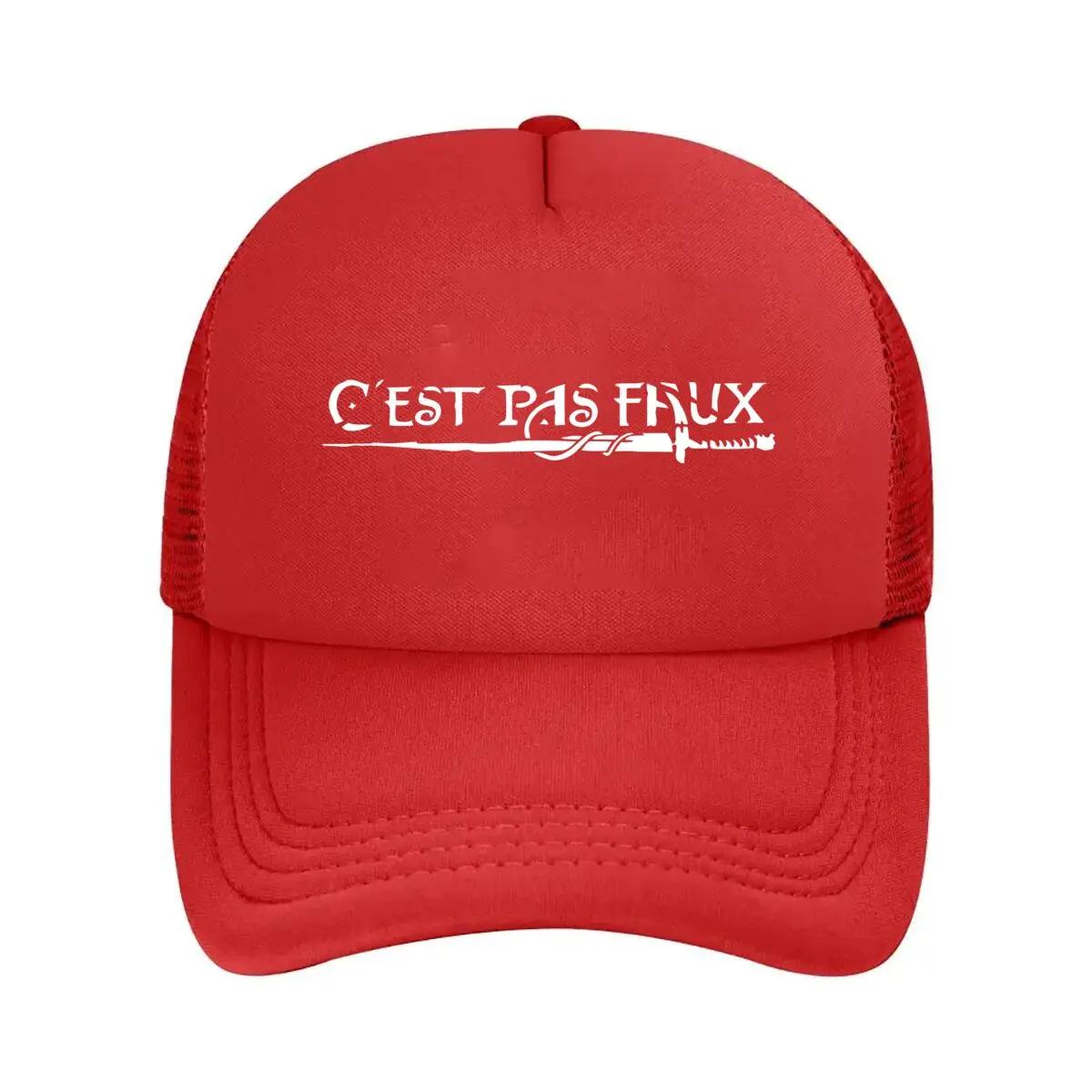 Cest Pas Faux French Art Minimalist Text for Sarcastic or Casual Vibes Mesh Baseball Cap One Size