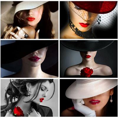 Pittura diamante 5D fai da te donna con cappello diamante ricamo punto croce kit completo strass mosaico decorazioni per la casa