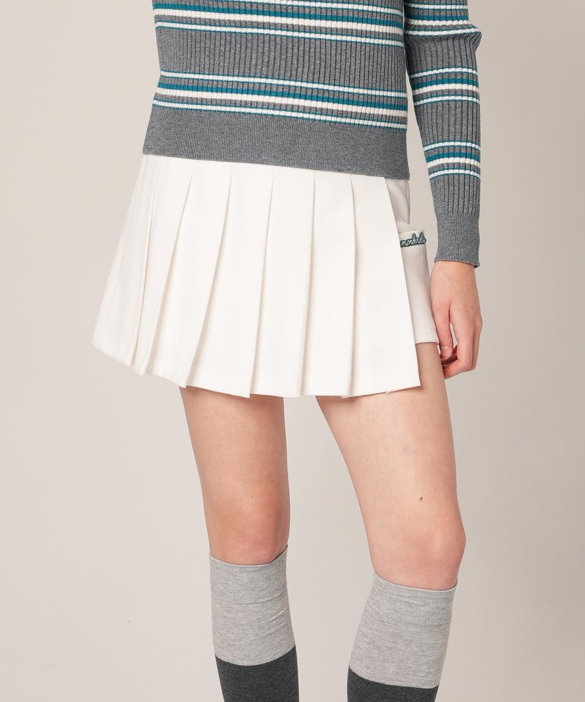 MONBIRDIE GOLF Warm Pocket Pleats Peach Brushed Pocket Pleated Skirt White