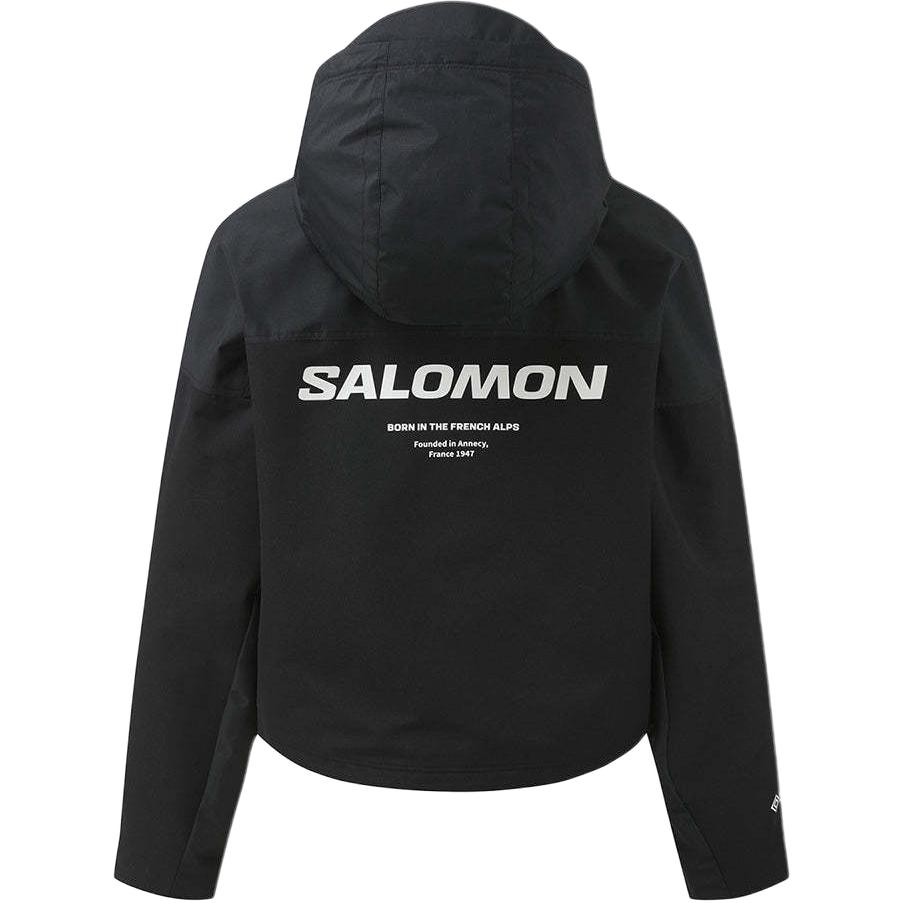 SALOMON Jednolity Kolor Bluza z Kapturem Raglan Długi Rękaw Krótka Kurtka Damskie kurtki Czarny C28177