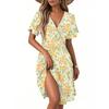 Women's Casual Fashion Dress Vintage Floral Floral Short Sleeve V-neck Dress