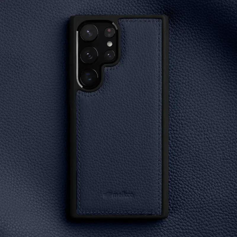 

Melkco Case for Samsung Galaxy S26 Ultra 5G S25 Plus S24+ S23U Real Leather Handmade Natural Cowhide Soft Edge Phone Cover S26Ultra темно-синього кольору