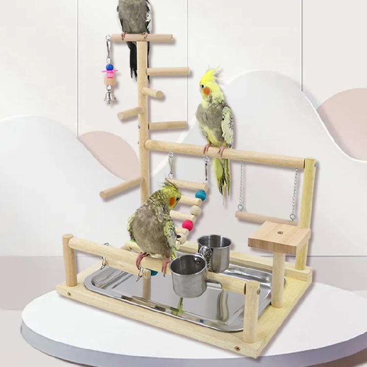 Vogelstange Sitzstange Papageien Spielständer Übungs Spielgymnastik mit Futterspender Übungs Aktivitätszentrum für Conure Nymphensittich Wellensittich