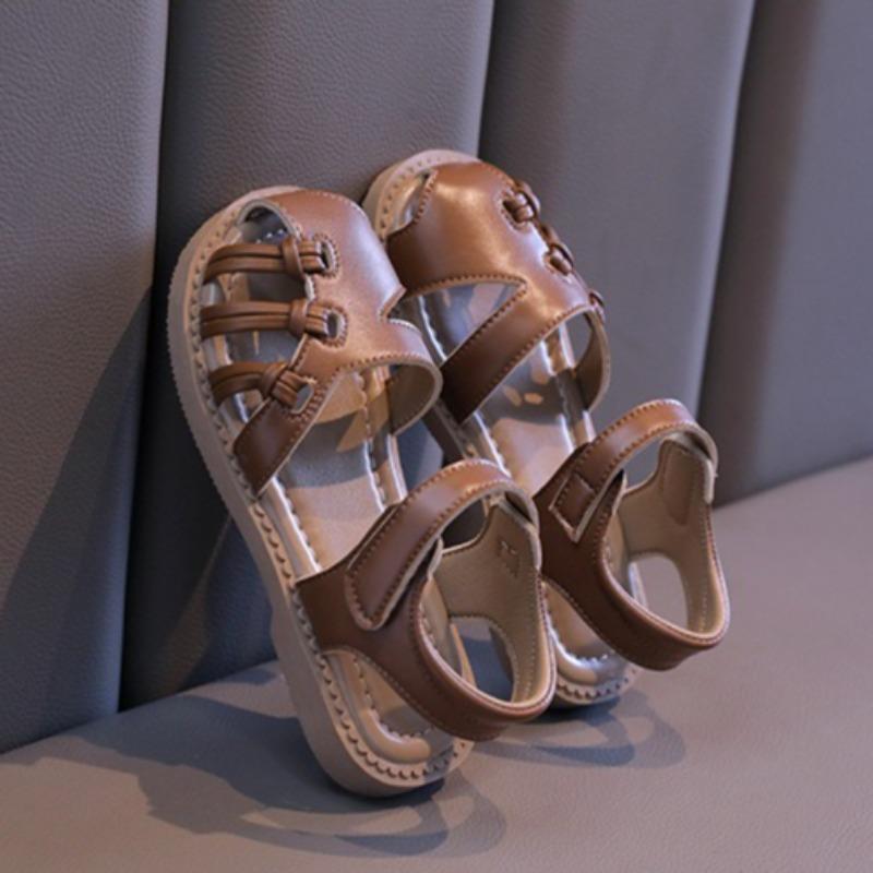 Summer Woven Roman Sandals, Closed-Toe Soft Sole Beach Shoes for Girls