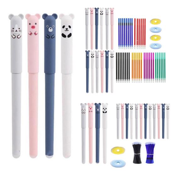 Erasable Gel Pens Fine Point 0.5mm Cartoon Design Rollerball Gel Ink Pens for Adult Kids Writing Calligraphy Note Taking