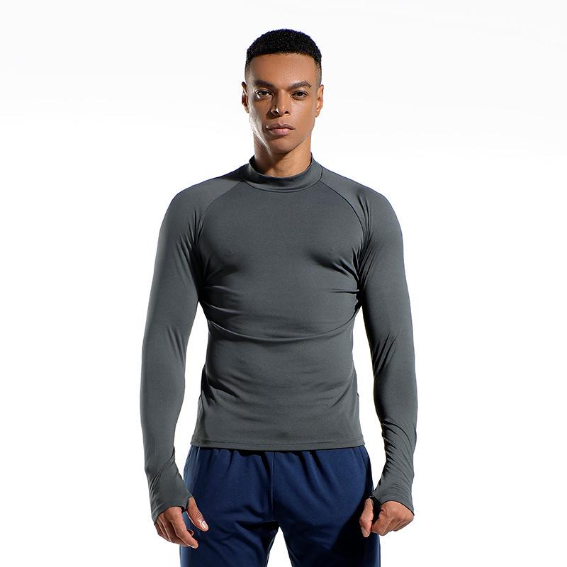 Herren Schnelltrocknendes Elastisches Langarm-Sport-T-Shirt für Laufen und Basketball - Frühling/Herbst.