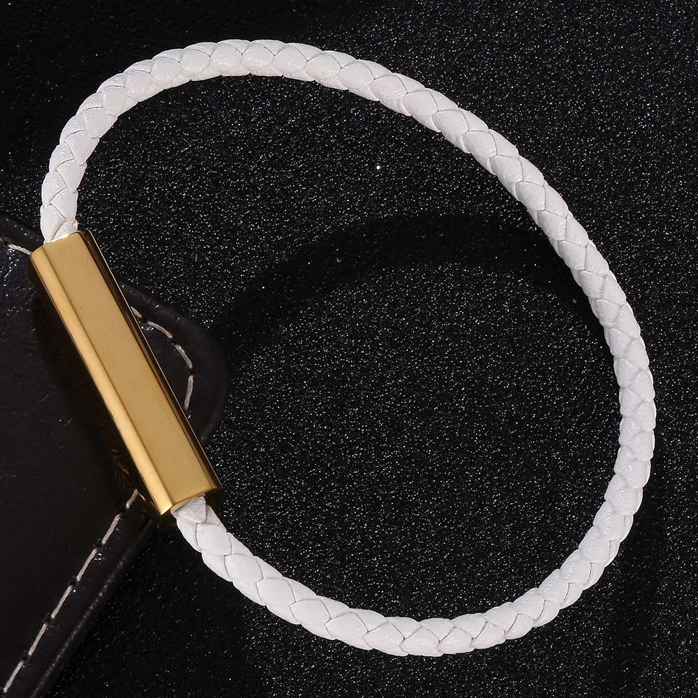 

Trendy White Leather Bracelet Women Bangle Charm Women Wristband Jewelry Gift Wearing Length 165mm білий