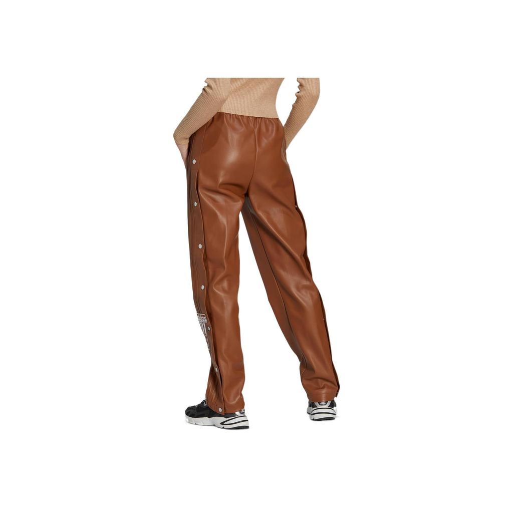adidas Originals Trefoil Solid Logo Print Snap Button Straight Leg Track Pants Women Bottoms Brown II6098