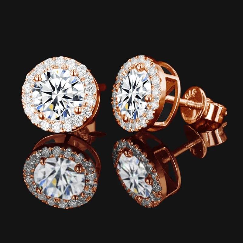 Kolczyki sztyfty ze srebra próby 925 Klasyczne Damskie Okrągłe Dysk Drobne Cyrkonie Sześcienne Dookoła 1.2CT Kolczyki z Moissanitem Biżuteria Fine Trendy