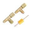 1/4in Valves Core Brass Tee Adapter Quick Coupler Access Tee Fittings for Vacuum Gauge R22 R12 R134