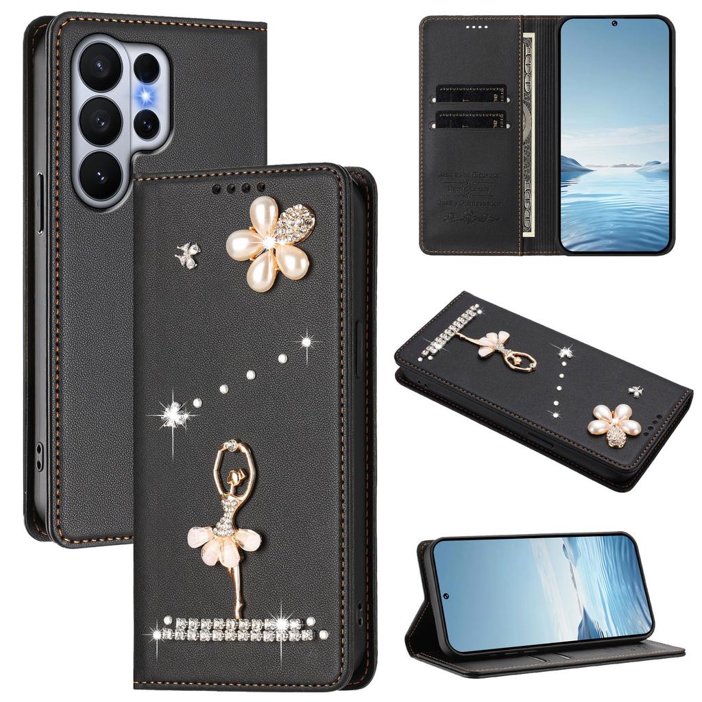 Diamond Cute Cards Solt Wallet Leather Phone Case For Samsung S26 Ultra S25 Plus S24 S23 A16 A26 A17 A07 Flip Bag Pocket Cover