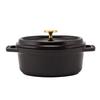 Staub Pico Cocotte Black Enameled Pot with Oval Brater Stylish Pico Kitchen Oval, 15cm, (Product Number 1101525/40509-478-0) - Handles, Black.