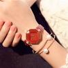 Wechat Business Fashion, Prismatic Rhombus Lens Ladies Rhombus Waterproof Watch 3340