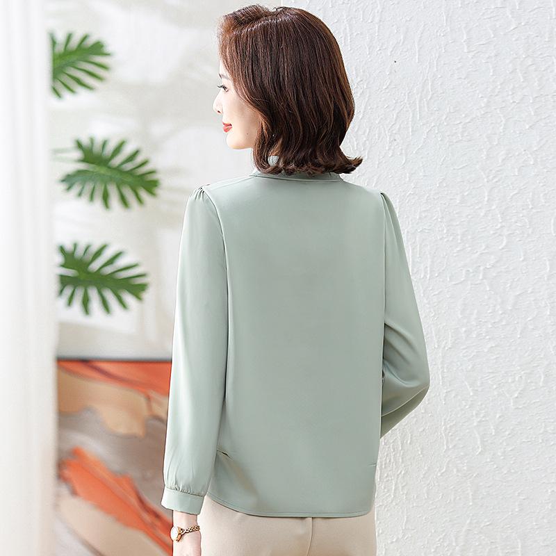 2025 Chic Chiffon Blouse for Middle-Aged & Elderly Women - Stylish Spring/Summer Base Layer Top
