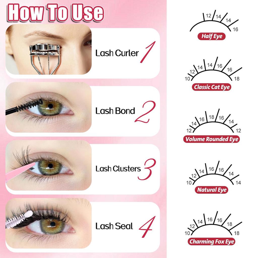 580 Clusters DIY Individual Eyelashes: D Curl, Natural Dense False Eyelash Set with Large Capacity.