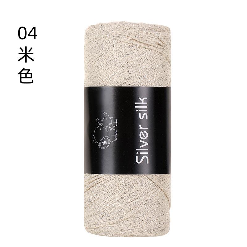 150g Sparkling Thread Silver Wire Hollow Cotton, 2mm Handmade DIY Crochet Butterfly Broken Silver Bag Hat Round Strand Yarn
