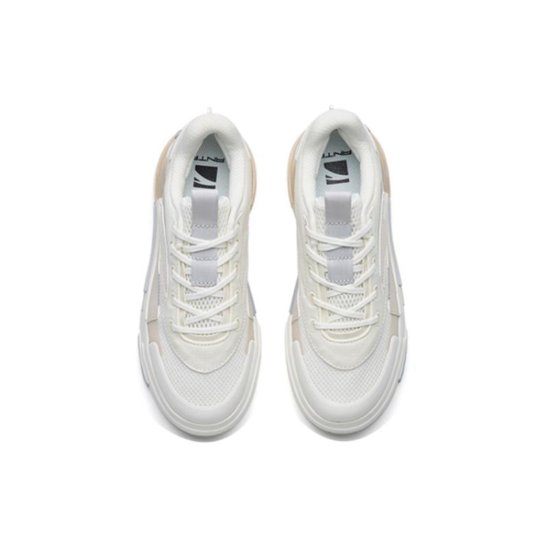 Anta Life Collection Lightweight And Breathable Low-Top Skateboard Shoes Women's White Gray Sneakers 922238066-1