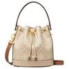 T Monogram 21 Drawstring Closure Detachable Shoulder Strap Leather Bucket Bag Women Bags Longan-Brown Cream-White 146294-020