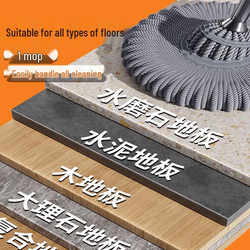 Verdickter Stiel Bodenwischmopp - Freihändig, Nass- & Trockenreinigung