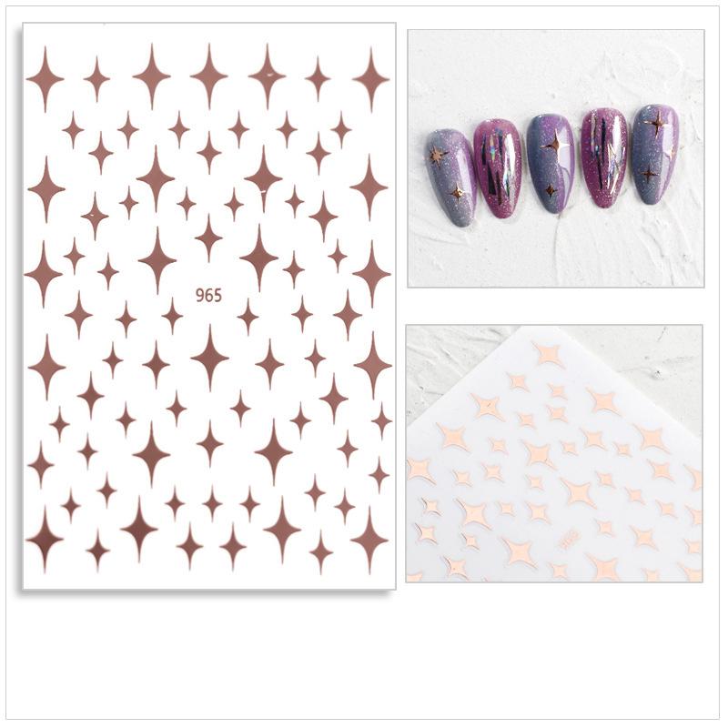 Meteor Nail Sticker 3D Adhesive Sticker Laser Gold and Silver Black and White Nail Sticker DIY Applique