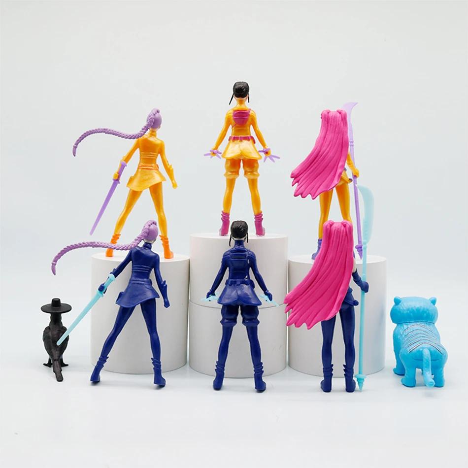 5/8pcs/Set Anime Kpop Demon Hunters Action Figure Toy Derpys Tiger Rumi Mira Zoey Sussy Figurine Doll For Kid Fans Gift Ornament
