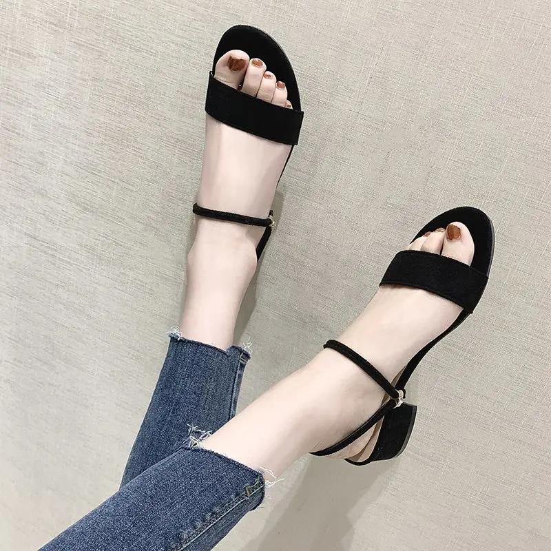 Fashion 2024 New Women Sandals Chunky Heels Slides Summer Sandal Elegant Shoes Women Slipper Big Size 35-42 Fashion Summer Sandal Women