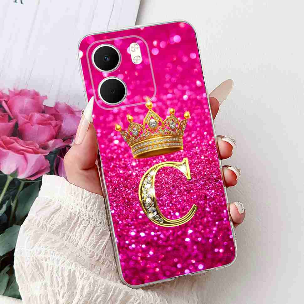 For Oppo A5x 4G CPH2725 Case Fashion Flower Crown Soft Silicone TPU Cover For Oppo A5X A5x 5G 6.67" Letter A-Z Phone Shell Capa