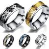Fashion Dragon Inlay Ring Stainless Steel Jewelry For Men Comfort Band Ring 8mm~