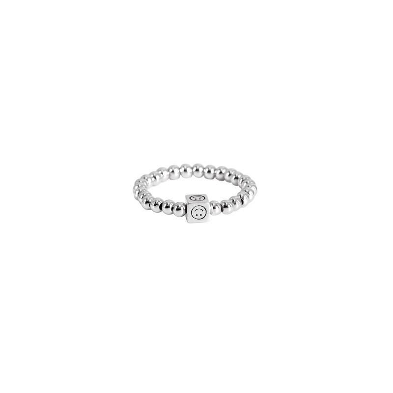 Korean 925 Stylish Sterling Silver Pearl Smiley Face Ring For Trendsetting Fashionistas