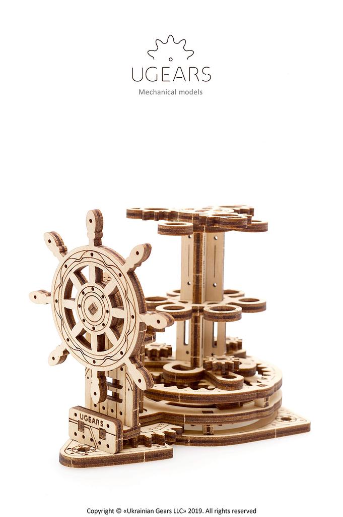 Ugears Wooden DIY Building Toy for Imagination and 70074 Wheel-Organizer, Blocks, Puzzle, Creativity,