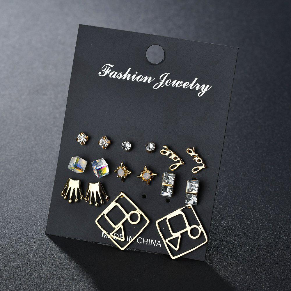 European & American Fashion Crystal Geometric Stud Earrings