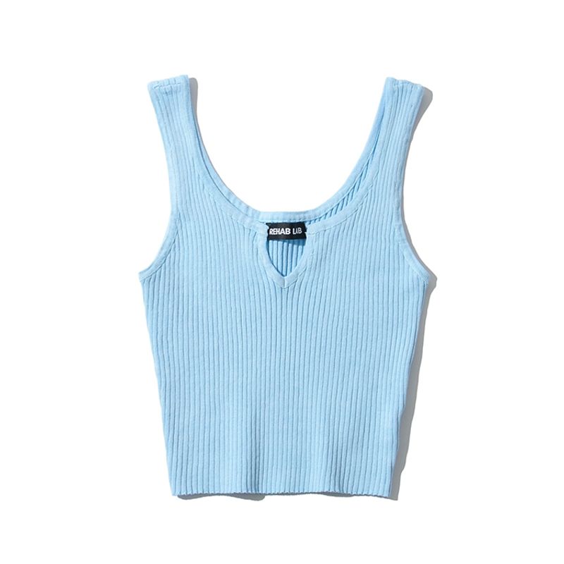 Za2025 Summer New Women clothes Sexy Stretch Slim fit Solid Small V-neck Sleeveless Short Navel Knit vest