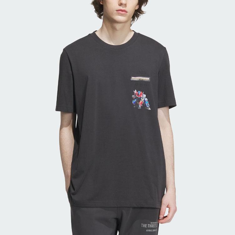 Adidas Transformers Tee Cartoon Print Sports Short Sleeve T-Shirt Men Tops Carbon-Black IK3503